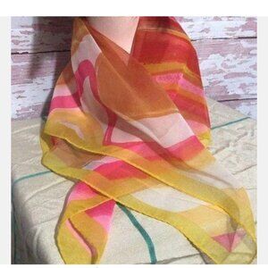 Super Groovy Vintage Chiffon Nylon Square Scarf 60's 70's Psychedelic Colors